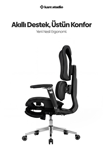 Karr Office Okawa Titreşimli Masaj Destekli Ergonomik Çalışma Koltuğu Siyah