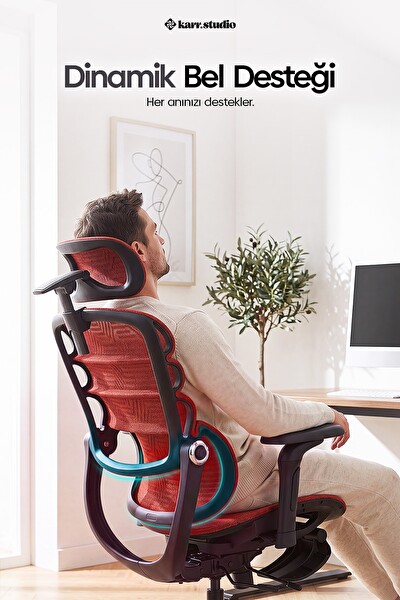 Karr Office Rosso Ergonomik Çalışma Koltuğu Kırmızı