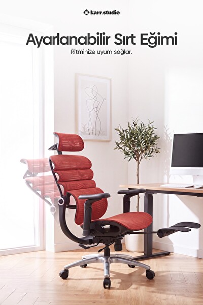 Karr Office Rosso Ergonomik Çalışma Koltuğu Kırmızı