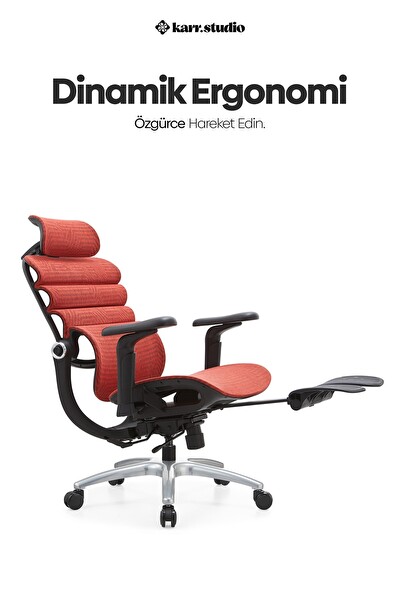Karr Office Rosso Ergonomik Çalışma Koltuğu Kırmızı