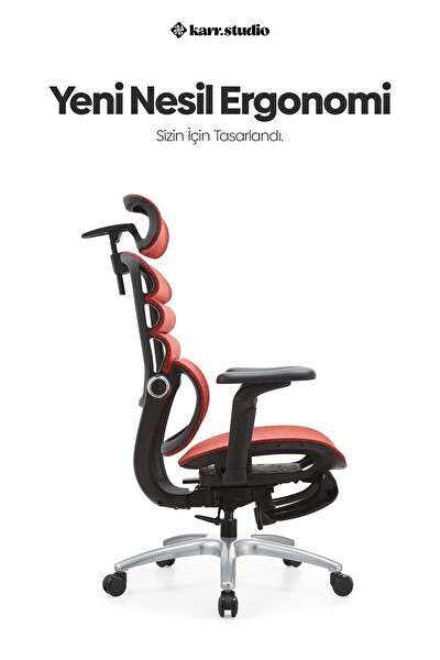 Karr Office Rosso Ergonomik Çalışma Koltuğu Kırmızı