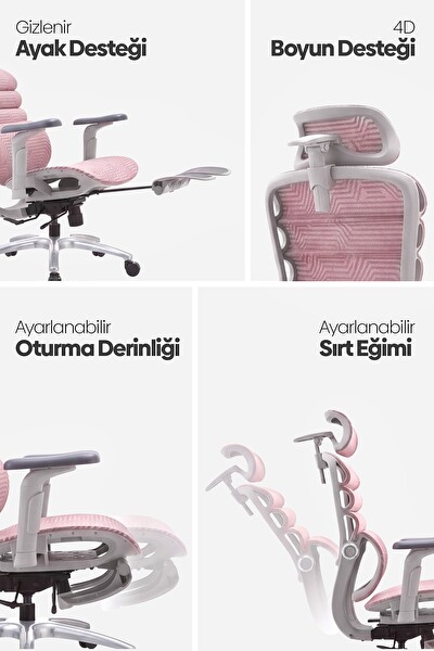 Karr Office Rosso Ergonomik Çalışma Koltuğu Pembe