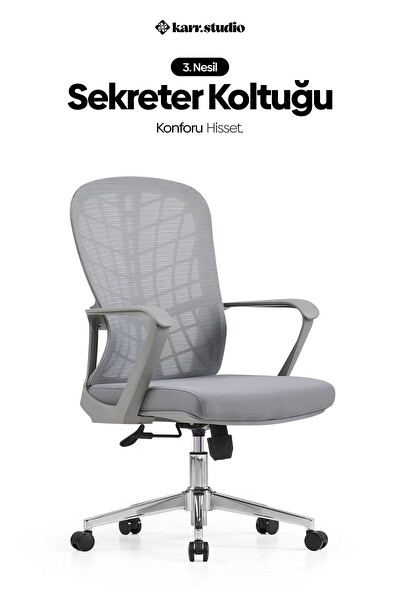 Karr Office Tiran 3. Nesil Sekreter Koltuğu Gri