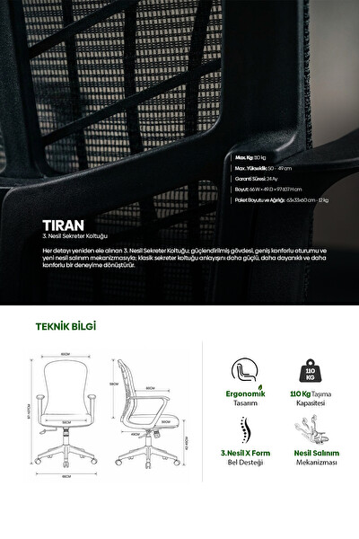 Karr Office Tiran 3. Nesil Sekreter Koltuğu Gri