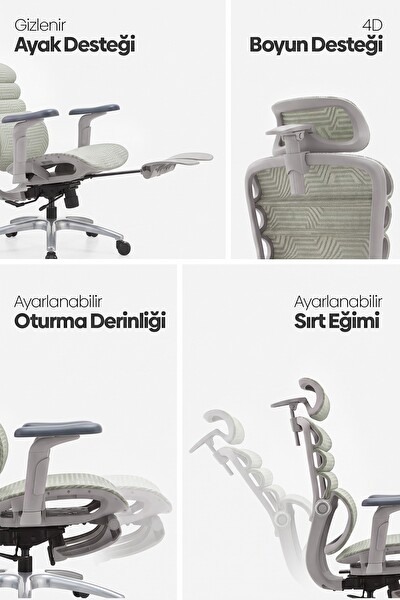 Karr Office Rosso Ergonomik Çalışma Koltuğu Su Yeşili