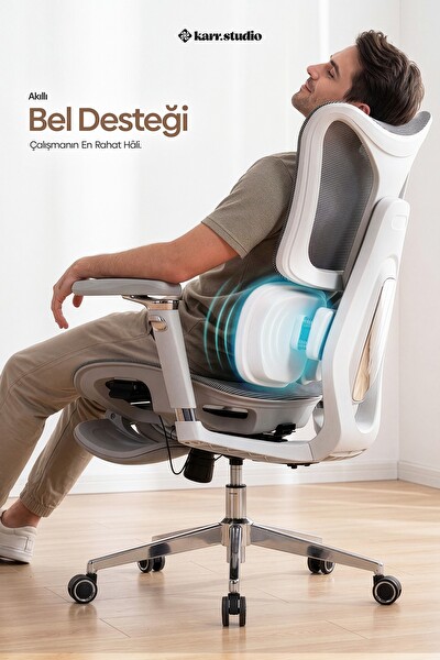 Karr Office Okawa Titreşimli Masaj Destekli Ergonomik Çalışma Koltuğu Gri