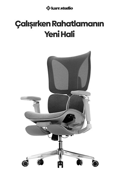 Karr Office Okawa Titreşimli Masaj Destekli Ergonomik Çalışma Koltuğu Gri