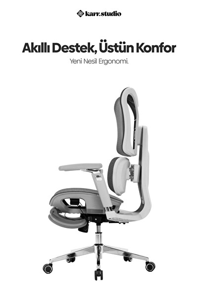 Karr Office Okawa Titreşimli Masaj Destekli Ergonomik Çalışma Koltuğu Gri
