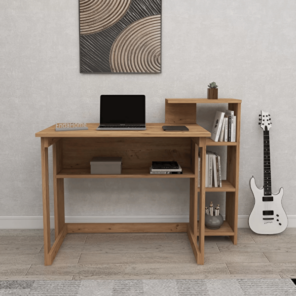 Reyo Enda Home Saye 5 Raflı Kitaplıklı Çalışma Masası Atlantik Çam