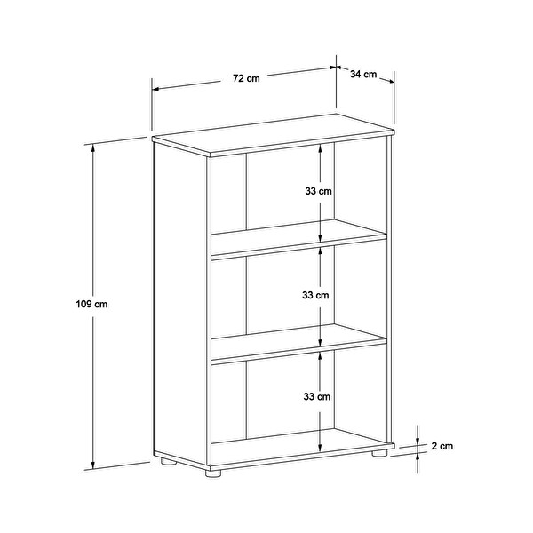 Adore Mobilya Rio 3 Raflı Kitaplık - Florida Meşe 72x109x34 CM