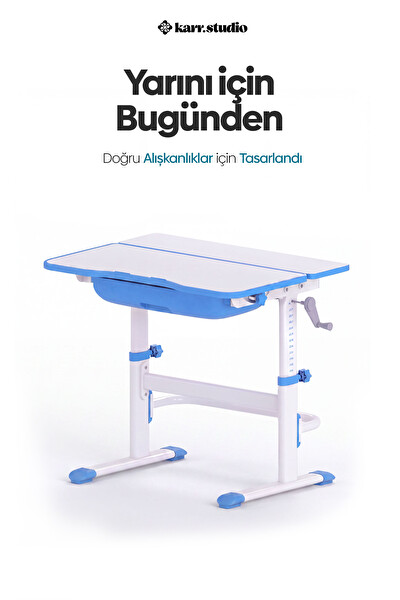 Karr Kids Flora Yükseklik Ayarlı Çocuk Çalışma Masası - Mavi