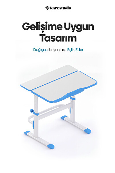 Karr Kids Flora Yükseklik Ayarlı Çocuk Çalışma Masası - Mavi