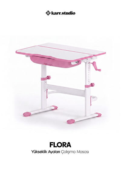 Karr Kids Flora Yükseklik Ayarlı Çocuk Çalışma Masası - Pembe