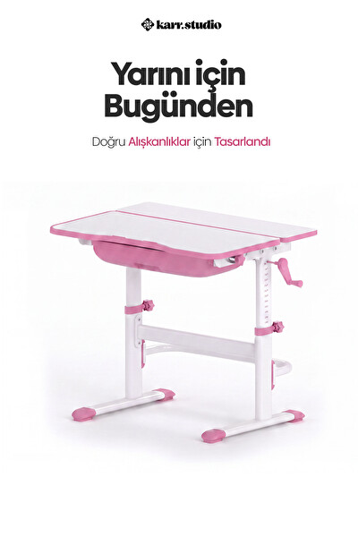 Karr Kids Flora Yükseklik Ayarlı Çocuk Çalışma Masası - Pembe