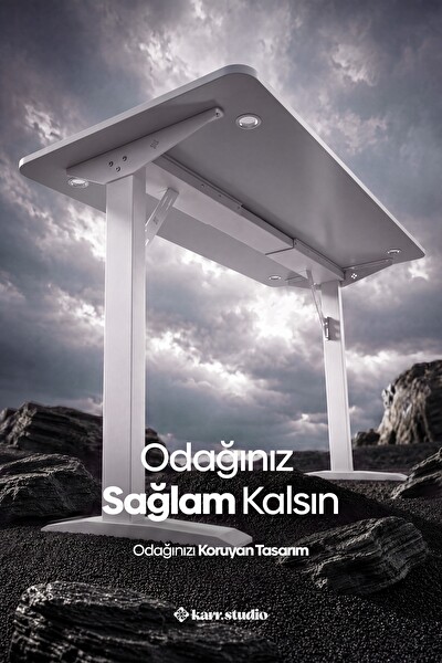 Karr Office Firmus Dayanıklı Çalışma Masası 180x80 - Beyaz