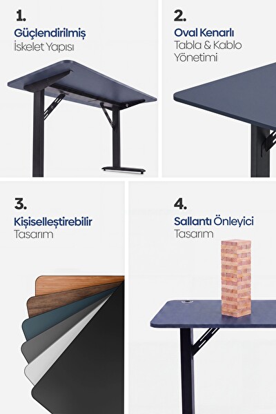 Karr Office Firmus Dayanıklı Çalışma Masası - 140x70 CM Pasifik Mavi