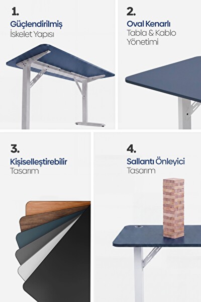 Karr Office Firmus Dayanıklı Çalışma Masası - 160x80 CM Pasifik Mavi