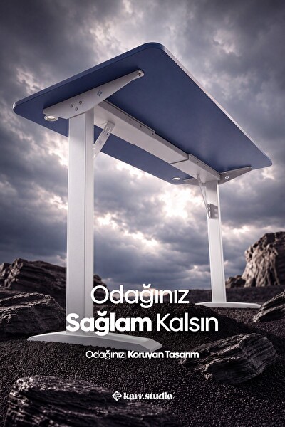 Karr Office Firmus Dayanıklı Çalışma Masası - 180x80 CM Pasifik Mavi