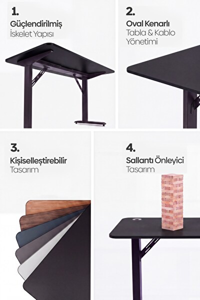 Karr Office Firmus Dayanıklı Çalışma Masası - 160x80 CM Siyah