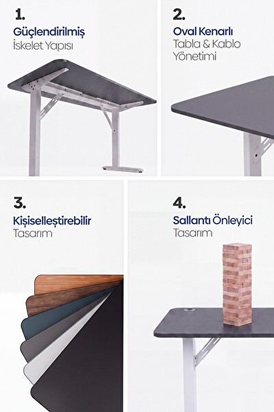 Karr Office Firmus Dayanıklı Çalışma Masası - 160x80 CM Antrasit