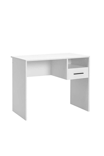 Adore Mobilya White Çekmeceli Çalışma Masası -Mat Beyaz 90x75x52 CM (GxYxD)