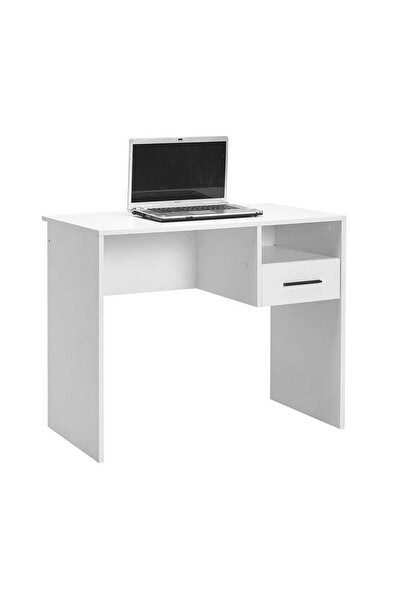 Adore Mobilya White Çekmeceli Çalışma Masası -Mat Beyaz 90x75x52 CM (GxYxD)