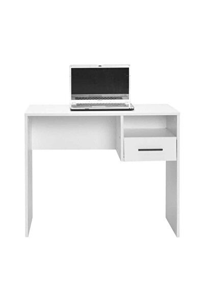Adore Mobilya White Çekmeceli Çalışma Masası -Mat Beyaz 90x75x52 CM (GxYxD)