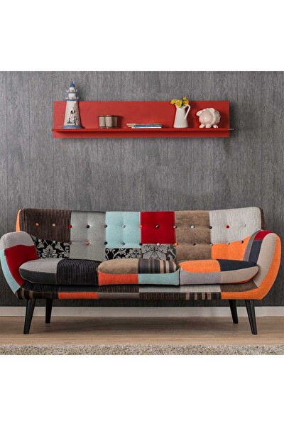 Adore Mobilya Dekoratif Duvar Rafı - Kırmızı 120x25x20 CM (GxYxD)