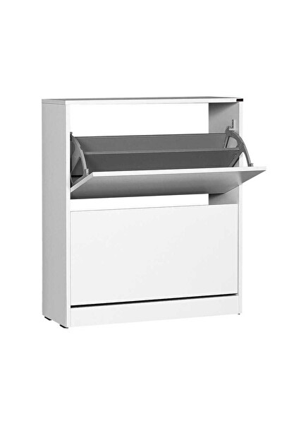 Adore Mobilya Flat Duo 2 Katlı Geniş Ayakkabılık Dolabı - Beyaz
