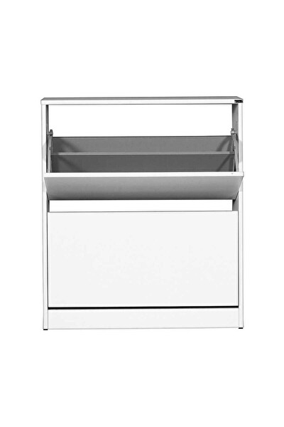Adore Mobilya Flat Duo 2 Katlı Geniş Ayakkabılık Dolabı - Beyaz