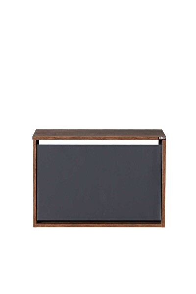 Adore Mobilya Step Oturaklı Ayakkabılık - Koyu Ceviz-Antrasit 60x42x30 CM (GxYxD)