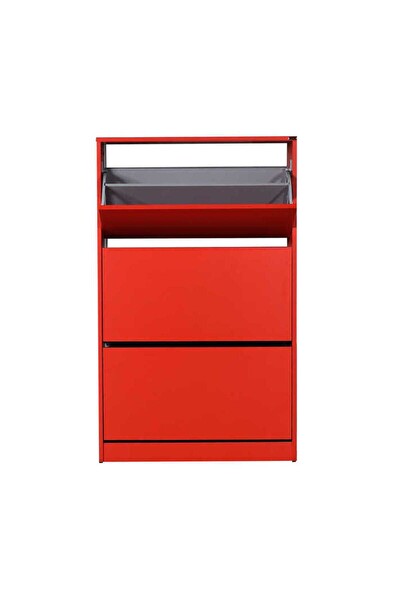 Adore Mobilya Flat Duo 3 Katlı Geniş Ayakkabılık - Kırmızı 73x119x26 CM (GxYxD)