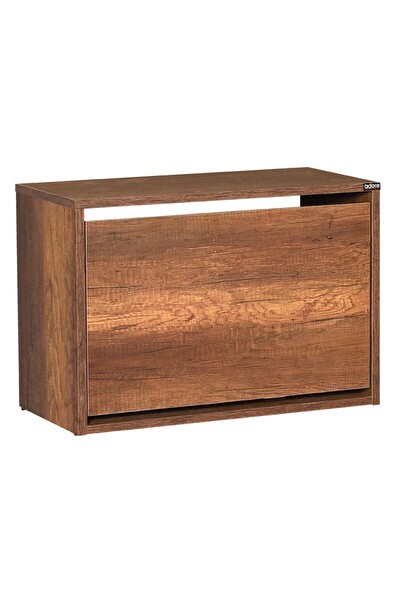 Adore Mobilya Step Oturaklı Ayakkabılık - Koyu Ceviz (Oslo Ceviz) 60x42x30 CM (GxYxD)