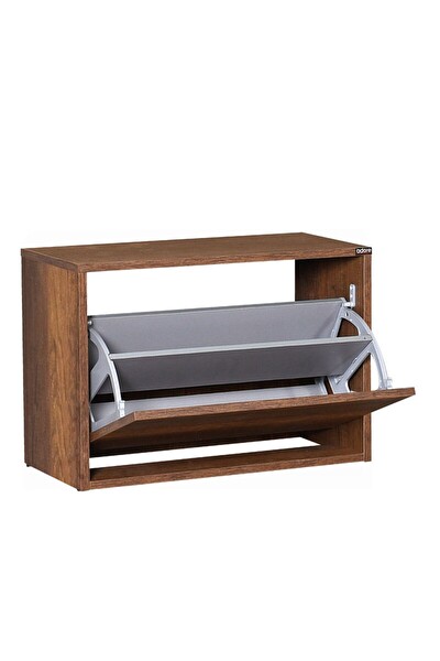 Adore Mobilya Step Oturaklı Ayakkabılık - Koyu Ceviz (Oslo Ceviz) 60x42x30 CM (GxYxD)