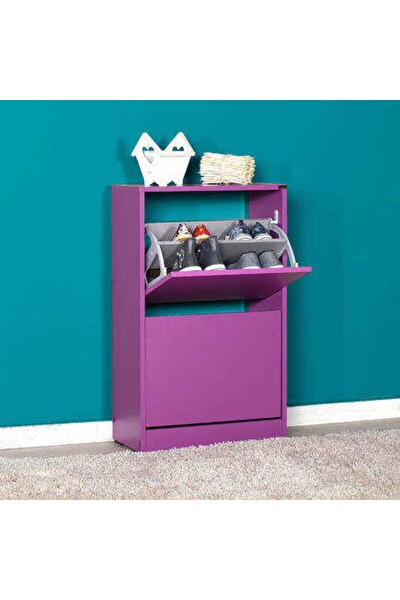 Adore Mobilya Flat Duo 2 Katlı Ayakkabılık Dolabı - Mor