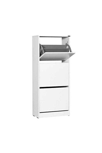 Adore Mobilya Flat Duo 3 Katlı Ayakkabılık - Mat Beyaz 51x119x26 CM (GxYxD)