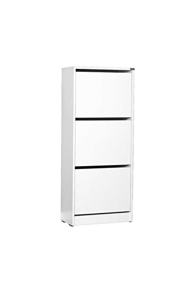 Adore Mobilya Flat Duo 3 Katlı Ayakkabılık - Mat Beyaz 51x119x26 CM (GxYxD)