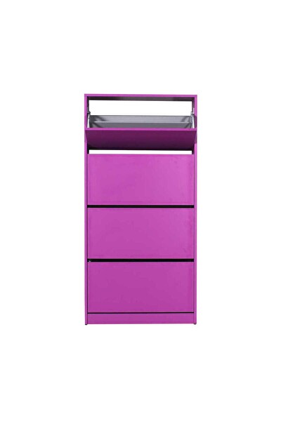 Adore Mobilya Flat Duo 4 Katlı Geniş Ayakkabılık-Mor 73x157x26 CM (GxYxD)