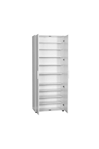 Adore Mobilya Porto 10 Raflı Kapaklı Geniş Ayakkabılık - Mat Beyaz 76x187x36 CM (GxYxD)