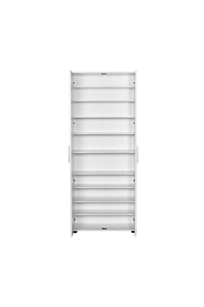 Adore Mobilya Porto 10 Raflı Kapaklı Geniş Ayakkabılık - Mat Beyaz 76x187x36 CM (GxYxD)
