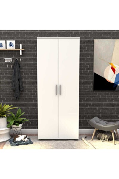 Adore Mobilya Porto 10 Raflı Kapaklı Geniş Ayakkabılık - Mat Beyaz 76x187x36 CM (GxYxD)