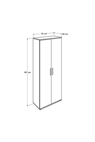 Adore Mobilya Porto 10 Raflı Kapaklı Geniş Ayakkabılık - Mat Beyaz 76x187x36 CM (GxYxD)