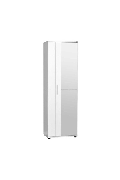 Adore Mobilya Porto 10 Raflı Kapaklı ve Aynalı Ayakkabılık - Mat Beyaz 60x187x35 CM (GxYxD)