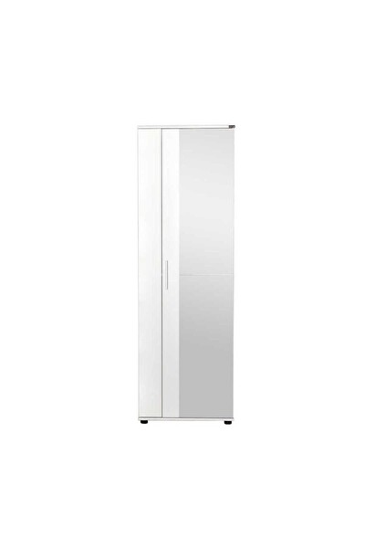 Adore Mobilya Porto 10 Raflı Kapaklı ve Aynalı Ayakkabılık - Mat Beyaz 60x187x35 CM (GxYxD)