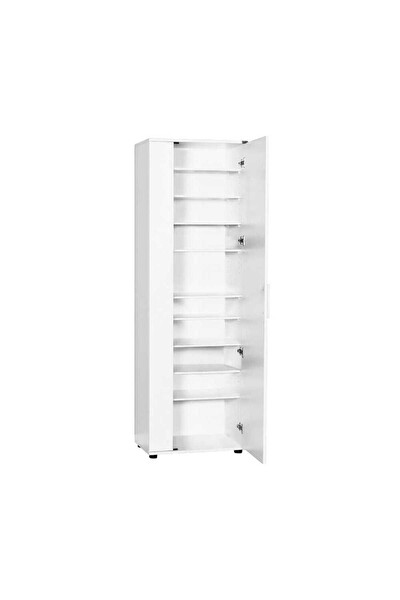 Adore Mobilya Porto 10 Raflı Kapaklı ve Aynalı Ayakkabılık - Mat Beyaz 60x187x35 CM (GxYxD)