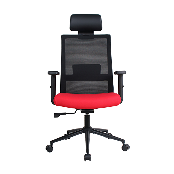 Adore Mobilya Vera Flex Multi Fonksiyon Çalışma Koltuğu - Siyah Kırmızı 63x117-127x67 CM