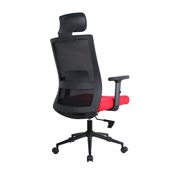 Adore Mobilya Vera Flex Multi Fonksiyon Çalışma Koltuğu - Siyah Kırmızı 63x117-127x67 CM