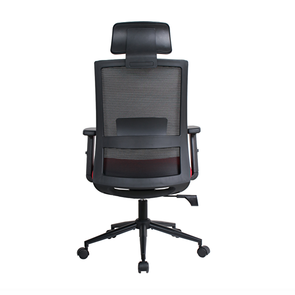 Adore Mobilya Vera Flex Multi Fonksiyon Çalışma Koltuğu - Siyah Kırmızı 63x117-127x67 CM