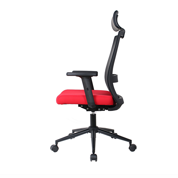 Adore Mobilya Vera Flex Multi Fonksiyon Çalışma Koltuğu - Siyah Kırmızı 63x117-127x67 CM