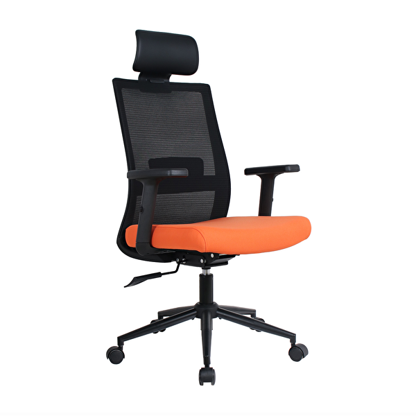 Adore Mobilya Vera Flex Multi Fonksiyon Çalışma Koltuğu - Siyah Turuncu 63x117-127x67 CM